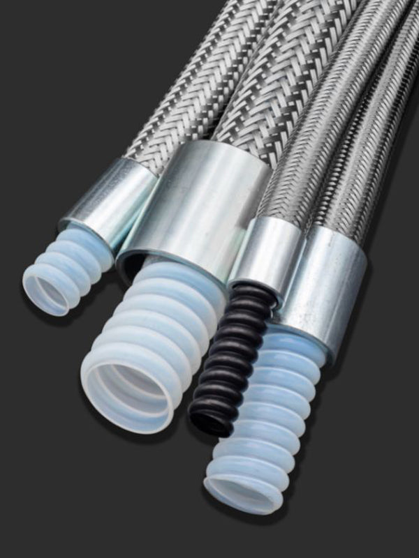 PTFE(Teflon) White Vrigin Natural Corrugated Hose Convoluted Tubing Braided Convoluted PTFE Hose