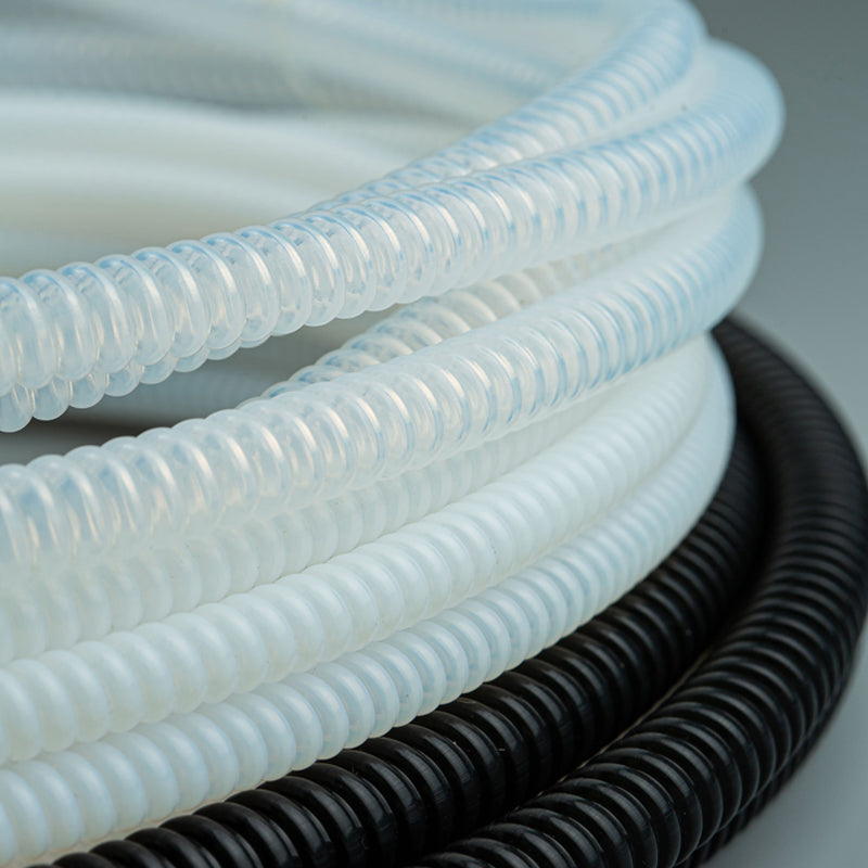 PTFE(Teflon) White Vrigin Natural Corrugated Hose Convoluted Tubing Braided Convoluted PTFE Hose