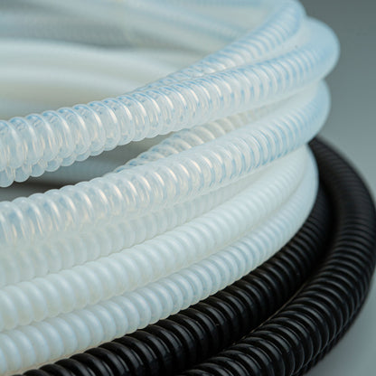 PTFE(Teflon) White Vrigin Natural Corrugated Hose Convoluted Tubing Braided Convoluted PTFE Hose